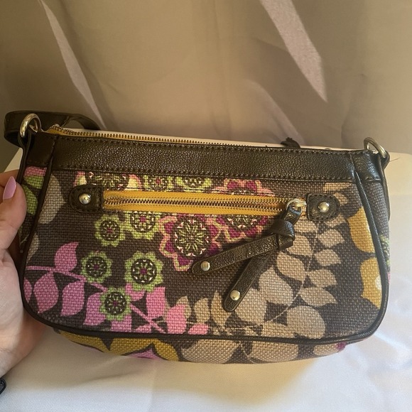 Spartina 449 Purple Canvas Floral Purse Small Shoulder Crossbody Bag - Picture 7 of 15